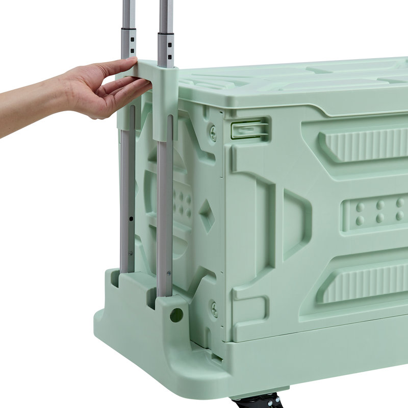 Folding Utility Cart Portable Rolling Handcart Shopping Collapsible With Lid 360°Swivel Wheels For Grocery Office Travel Shop Move Luggage