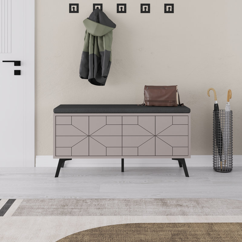 8 Pair Shoe Storage Bench, Light Mocha