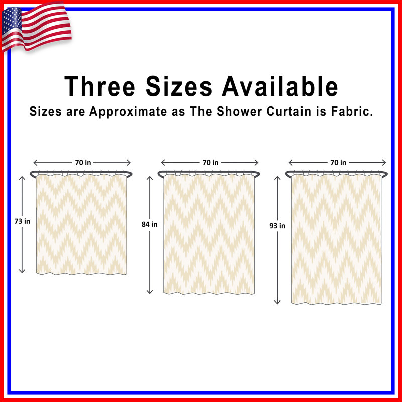 Rideaux de douche beige à motif zigzag très long, 70in W x 72in H
