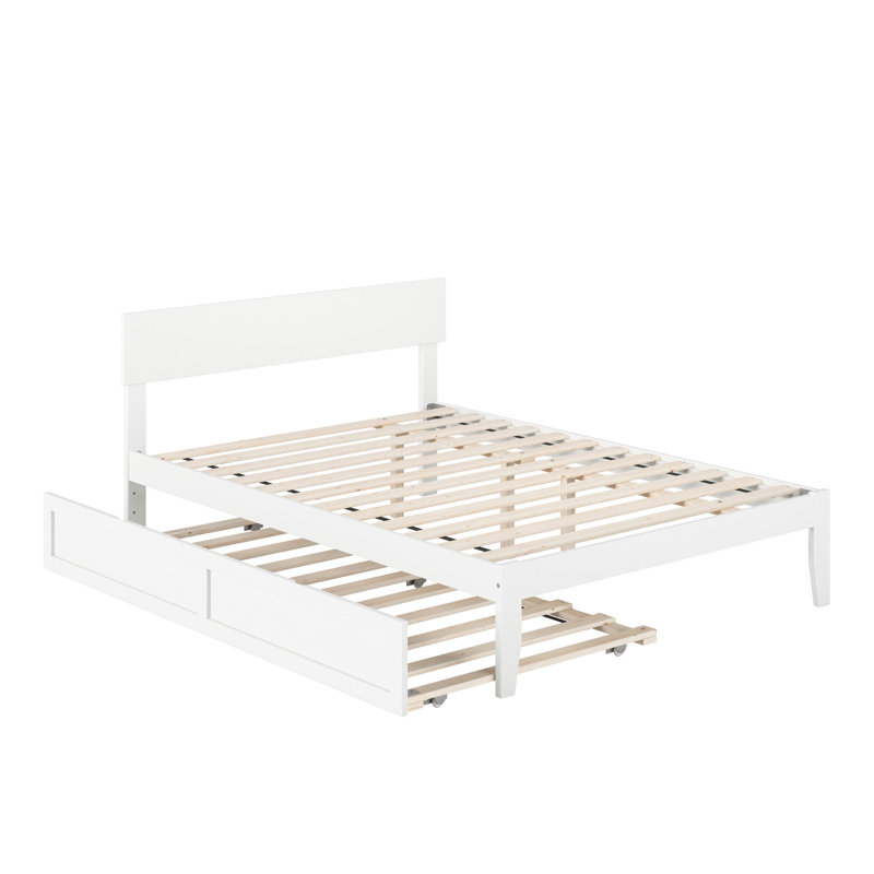 Lit plateforme avec lit gigogne en bois massif Farrah de Three Posts ™, Double, Blanc