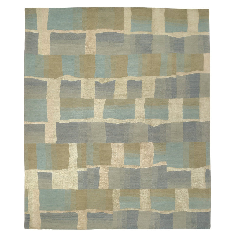 Eva H Geometric Area Rug in Blue/Green, Rectangle 3' x 5'