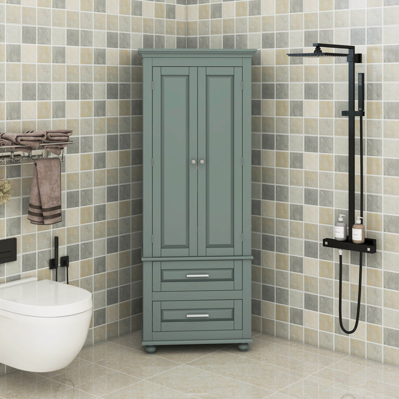 Storage Cabinet With 2 Drawers, Gray
