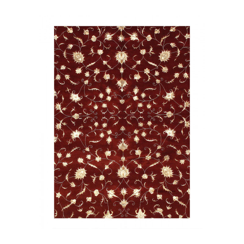 Tapis rectangulaire grand en laine et en soie de conception unique 9 pi 11 po x 8 pi 02 po Dienna