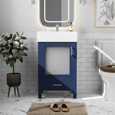 Bathroom Vanity With Ceramic Sink And Ample Storage - Ideal For Small Bathrooms