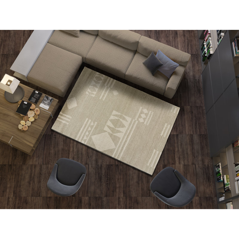 Miklos Geometric Shag Area Rug, Rectangle 120 x 170cm
