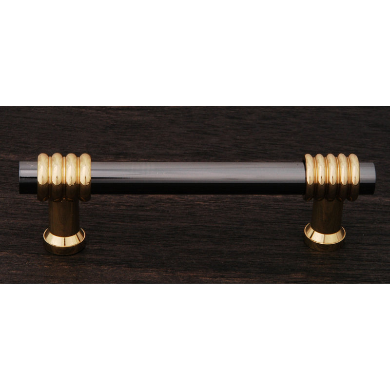 Poignée barre 3 po deux tons tourbillon CP Series, Nickel Noir / Laiton Poli