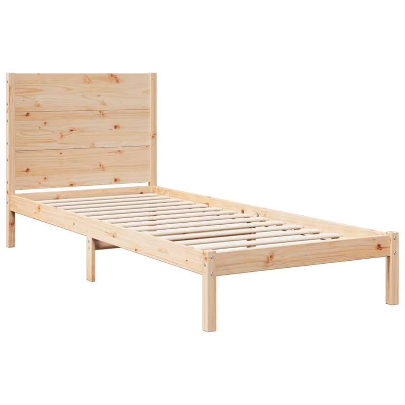 Bed Frame Solid Wood, Natural, European Single (90 x 200cm)