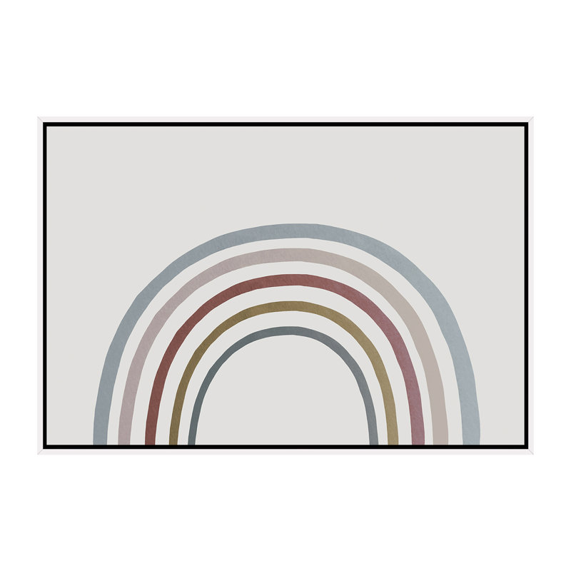Décoration murale aquarelle arc-en-ciel pour enfants, H 40 po x l 60 po x 1,5 po, Toile blanche encadrée