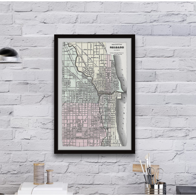 Carte de Chicago VI - impression encadrée, H 24 po x l 16 po x P 1,5 po
