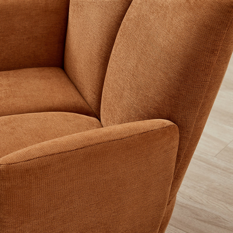 Modern Upholstered 360° Swivel Barrel Accent Armchair, Orange
