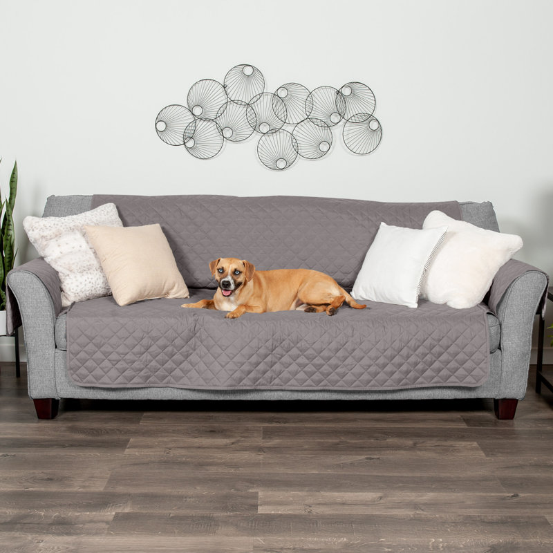 Reversible Gray and Mist Quilted Sofa Cover Protector