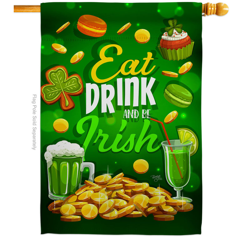 Drapeau de maison 40 po x 28 po Eat Drink Be