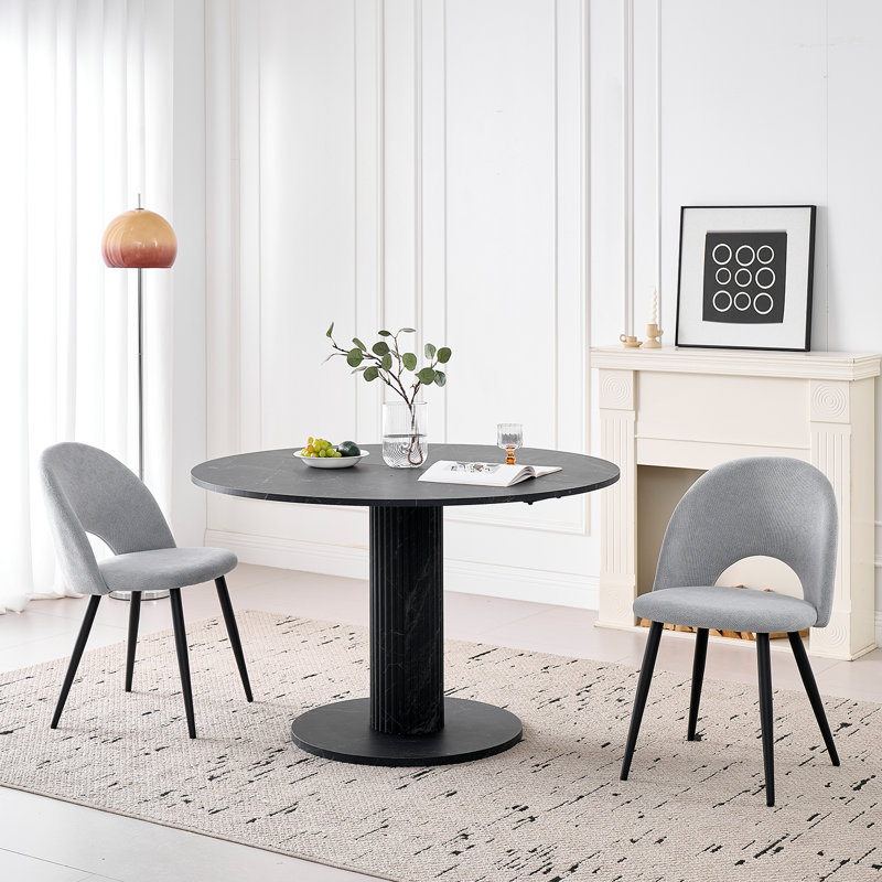 Modern Dining Table - Round Table - For 4-6 People - 115X 75 Cm (W X H), Black