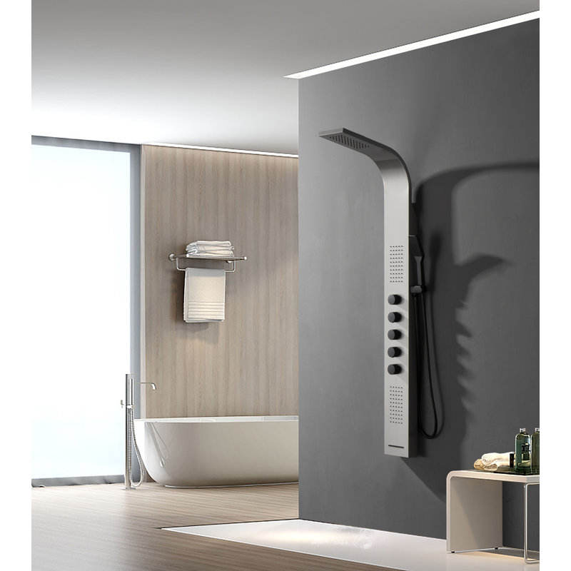 Panneau de douche 59,84 "avec pomme de douche double, Noir / nickel