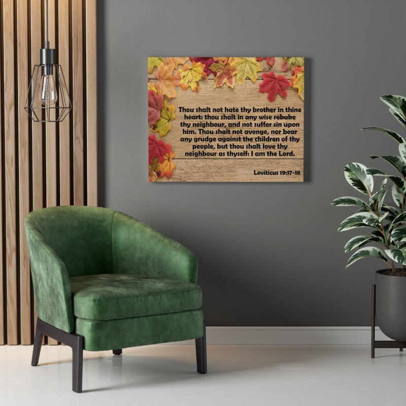 Thou Shalt Not Hate Thy Brother Leviticus 19:17-18 - Wrapped Canvas Print, 46cm H x 61cm W