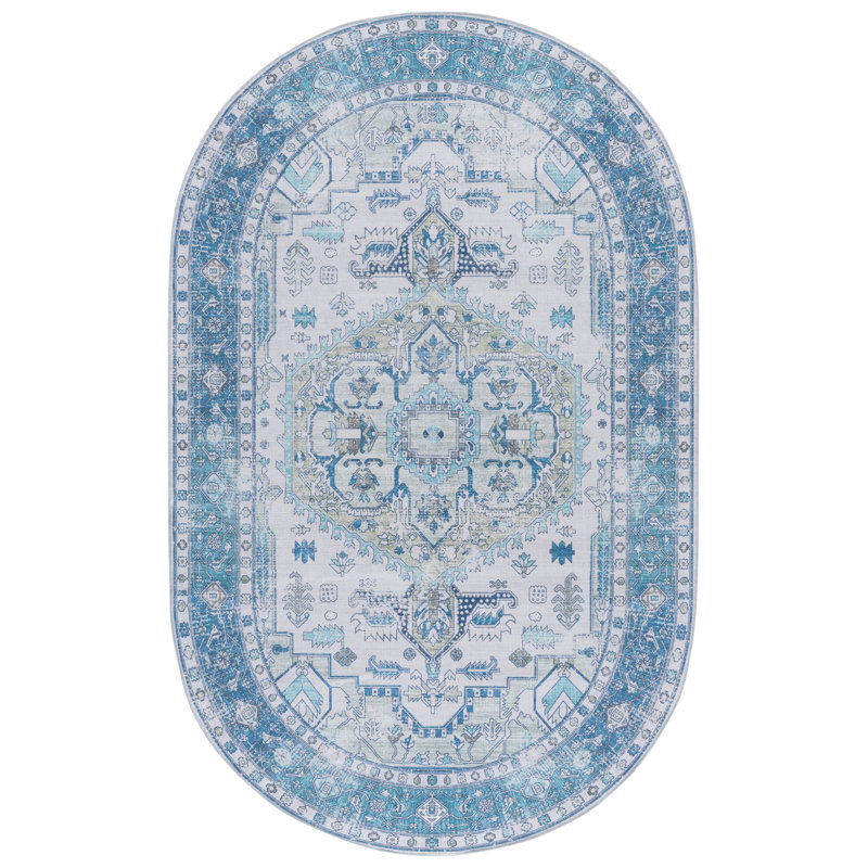 Maleek Performance Machine Washable Oriental Rug, Oval 5' x 8'