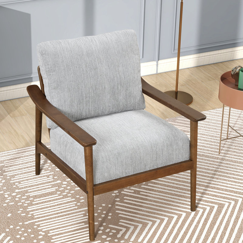 Fauteuil, fauteuil d'appoint, chaises de salon et chaises de chambre à coucher Jolaine, 100 % lin gris, Brun