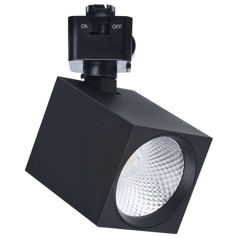 Tête de rail à DEL 8 watts 2700K / 3000K / 3500K / 4000K / 5000K CCT sélectionnable Dim to Warm J Style 36 degrés Angle de faisceau 120 volts carré noir