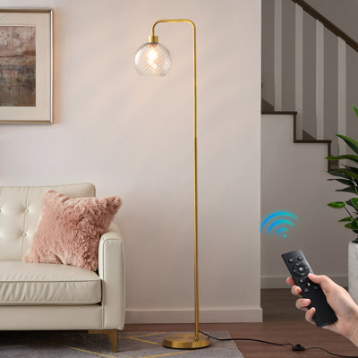 67" Arched Floor Lamp with Glass Shade, Remote Control And Bulb Included