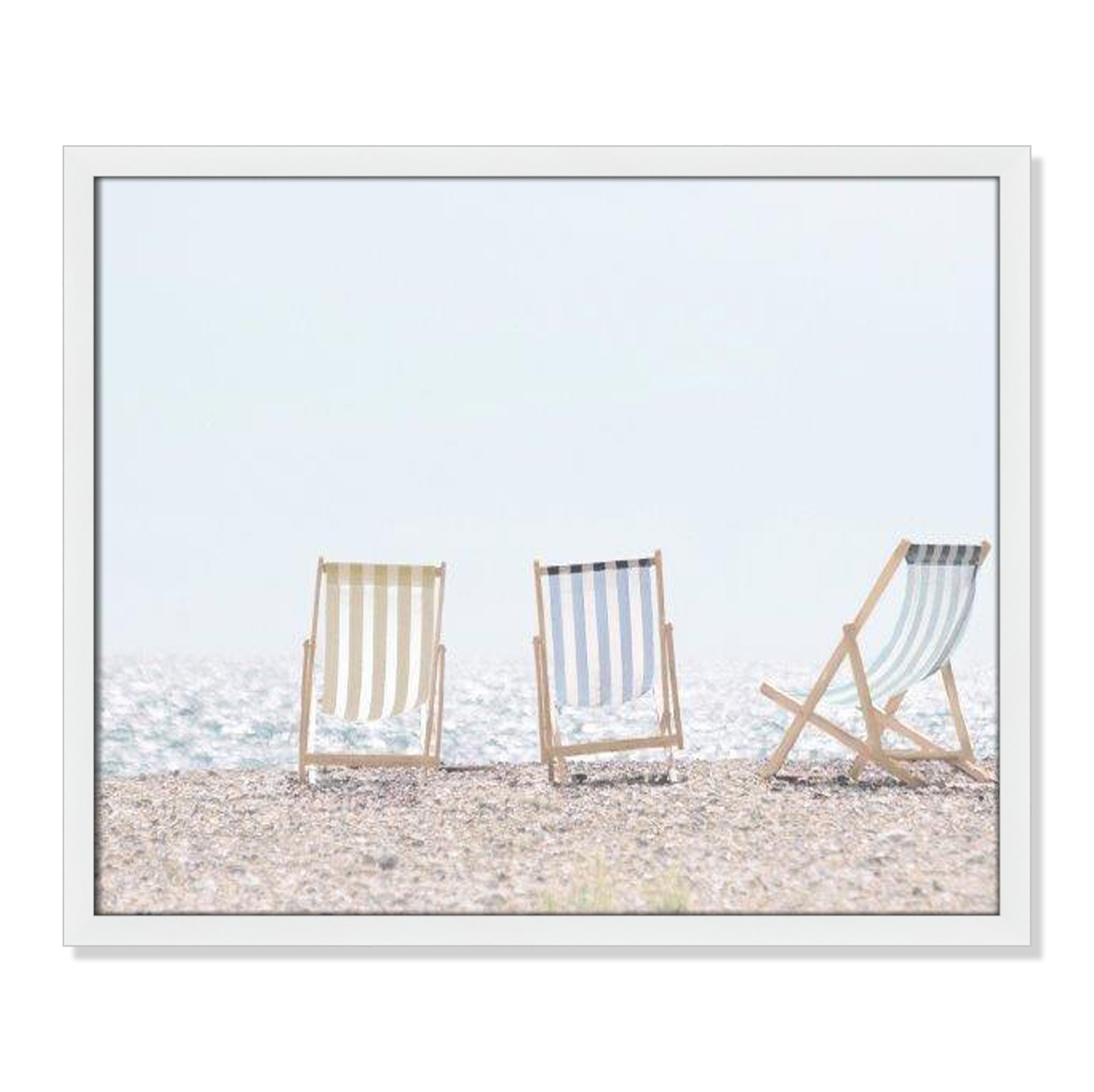Adriatica "Beach Chairs" Print by Leah Straatsma, 21.5" H x 25.5" W x 1.25" D, Satin White