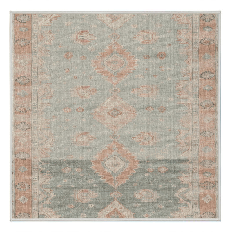 Tapis beige lavable à la machine Afyon, Carré 4 pi