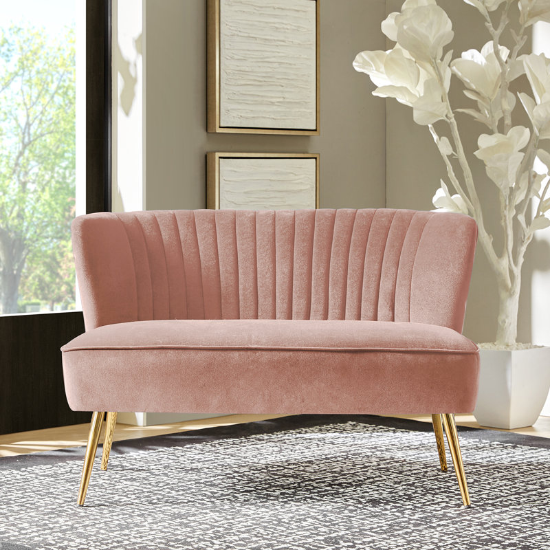 Euclid 47" Velvet 2-Seat Armless Loveseat, Pink