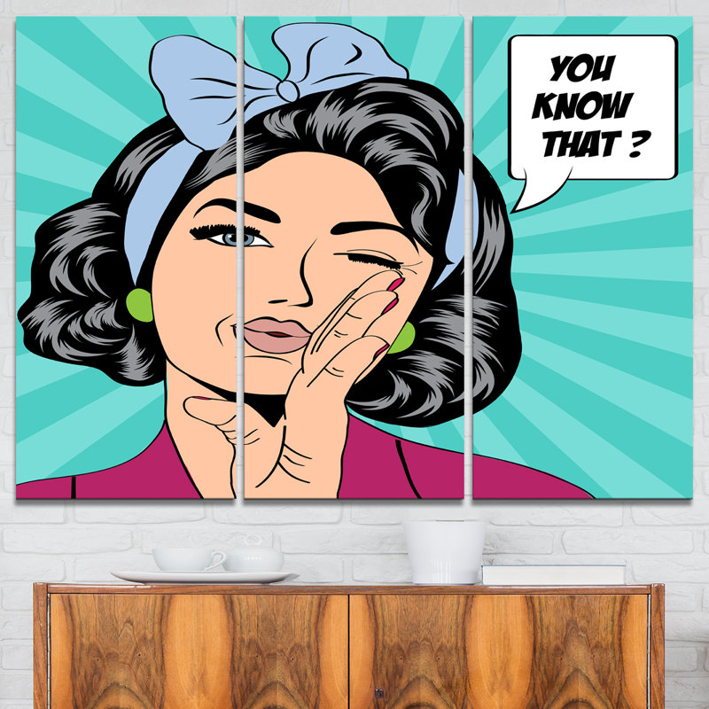 Style « femme en comic »-ensemble de 3 impressions sur toiles tendues