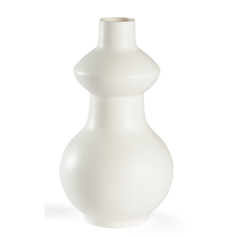 Vase de table en céramique d’intérieur/d’extérieur blanc 14,5 "