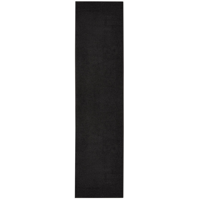 Mullican Sandy Solid Black Easy Care Indoor/Outdoor Area Rug, Runner 2'2" x 18'