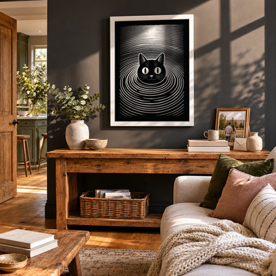 Hypnotic Cat Geometric - Framed Print