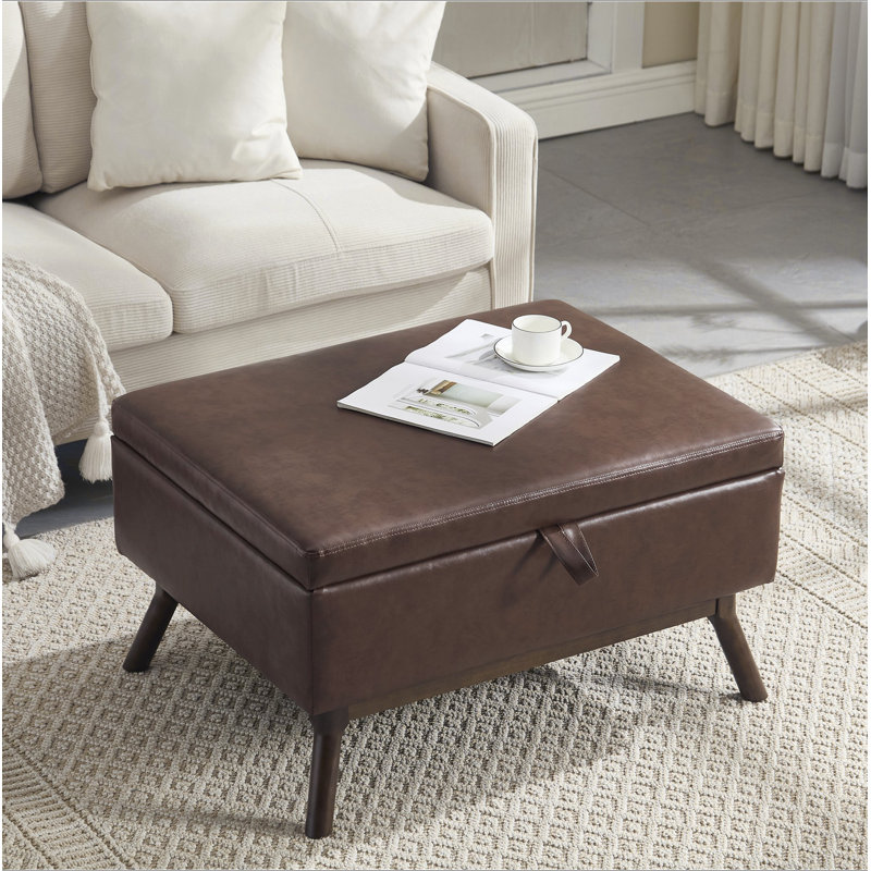 Banc de rangement Mid-Century, Polyuréthane brun