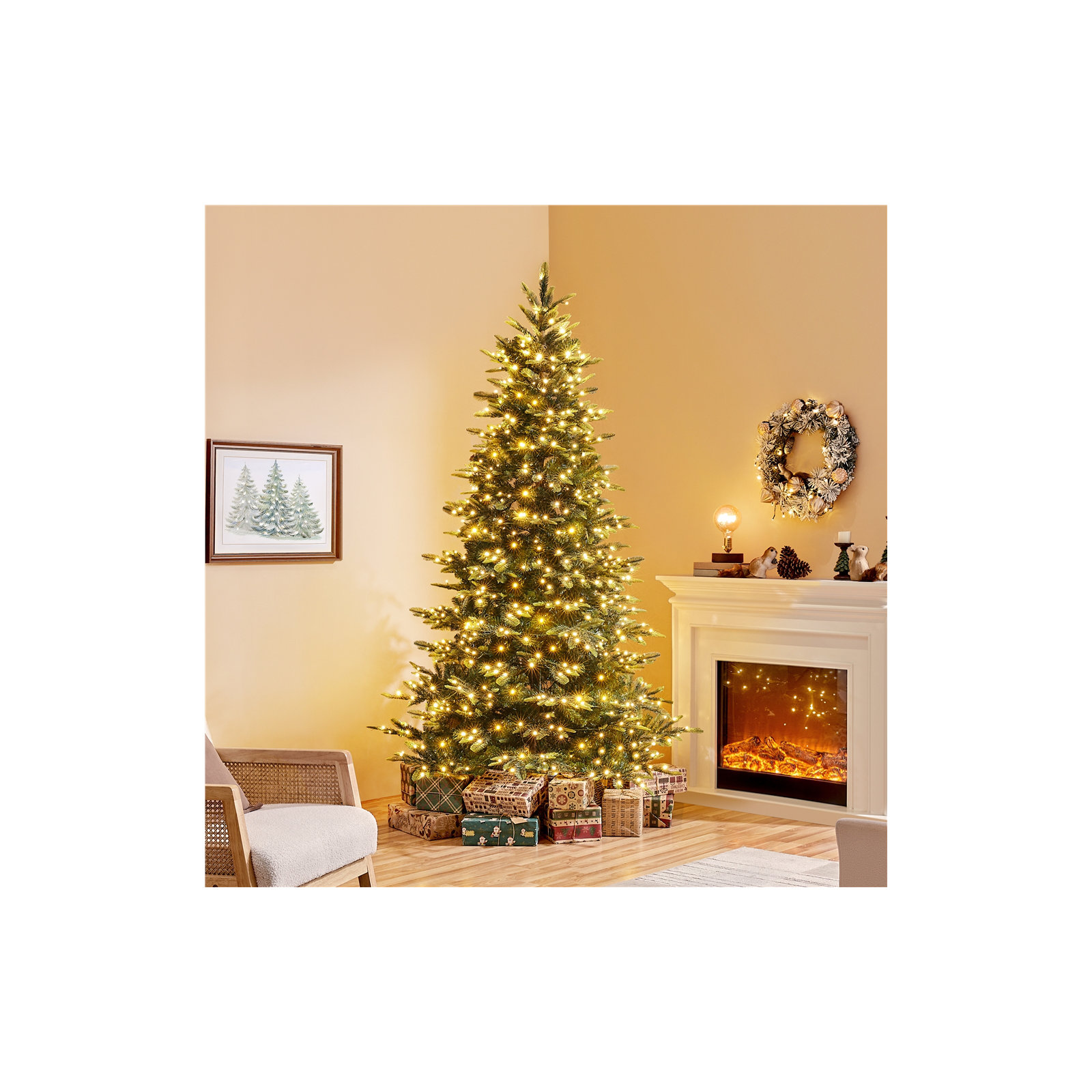 Jahwan Lighted Artificial Fir Christmas Tree, 7.5'