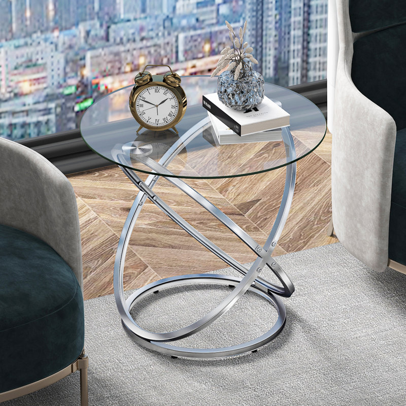 Rochdale Side Table, Clear/Chrome