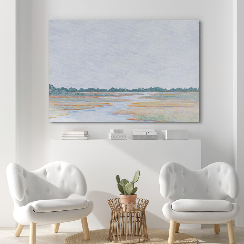 Rustic Countryside Country Fields River on, Toile tendue, H 12 po x l 18 po