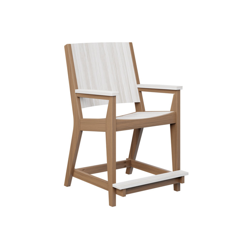 Mayhew Outdoor Bar Stool, Seashell, Antique Mahogany