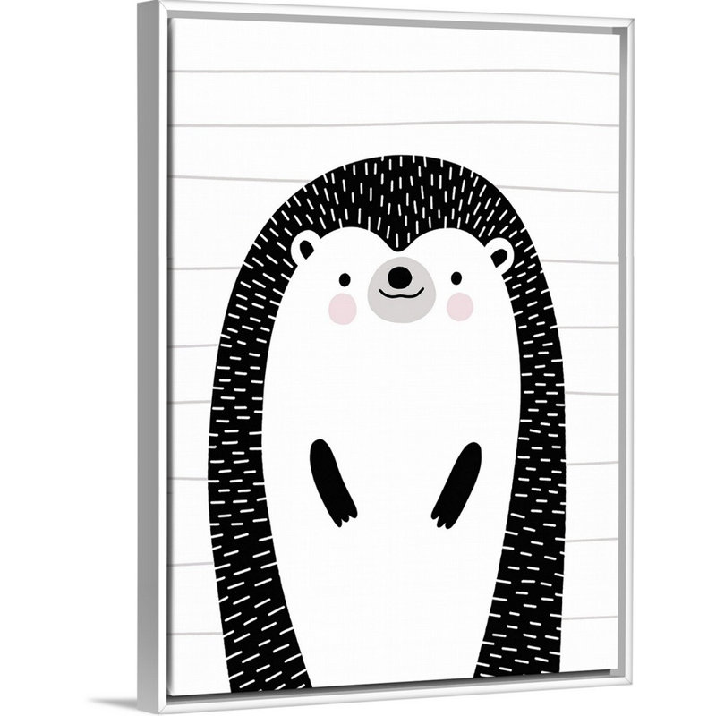« mixed pattern », art hedgehog Shepardson, H 40 po x l 30 po x P 1,75 po, Cadre flottant blanc