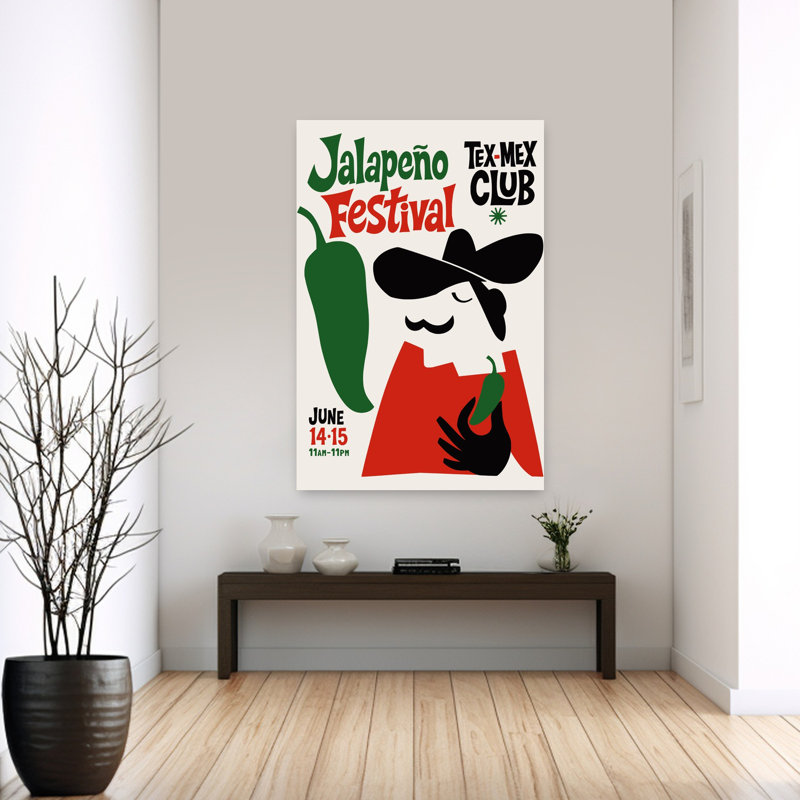 Jalapeapo Festival Fiesta Bold Contemporary Summer City Wall Art Print 1 Piece Wrapped Canvas Wall Art, 152.4cm H x 101.6cm W