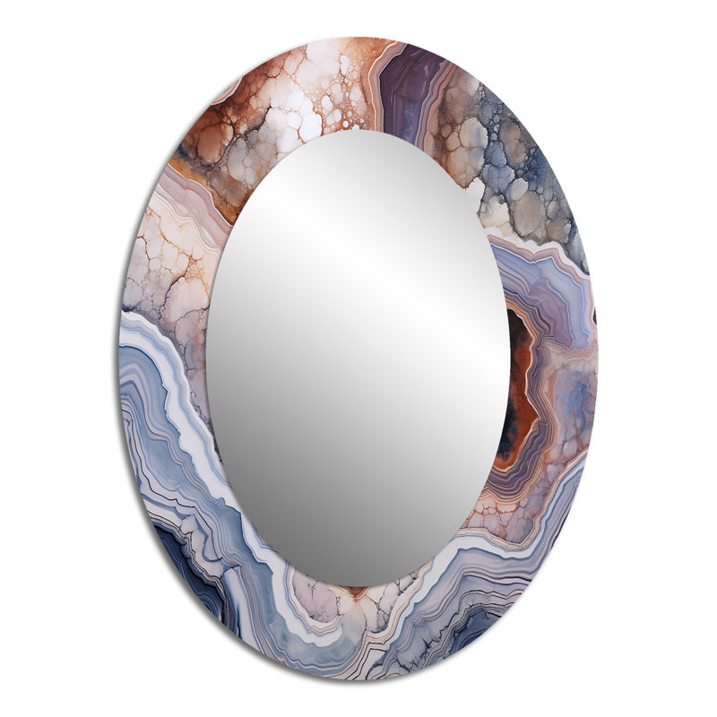 Miroir mural ovale moderne Stone Geode, H 40 po x l 30 po