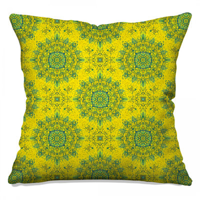Yellow Mandala Pattern Double Sided Throw Pillows