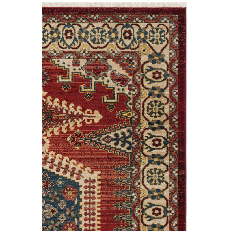 Bisen Performance Oriental Rug, Rectangle 4' x 6', Red/Ivory