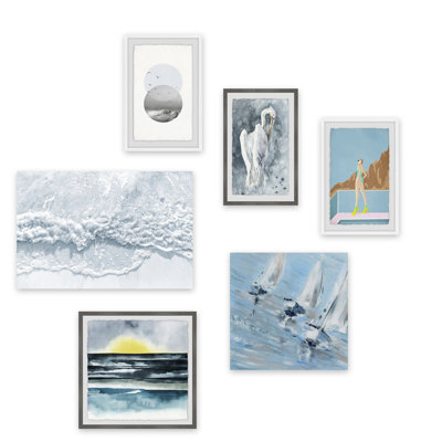 Boell Bursts of Yellow - Ensemble de 6 cadres muraux sur toile