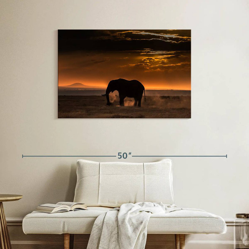 Brampt African Elephant Silhouette, 26" H x 39" W