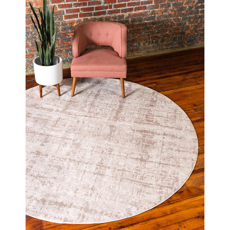 Tapis contemporain beige / crème Aimeeleigh, Rond 3 pi 3 po