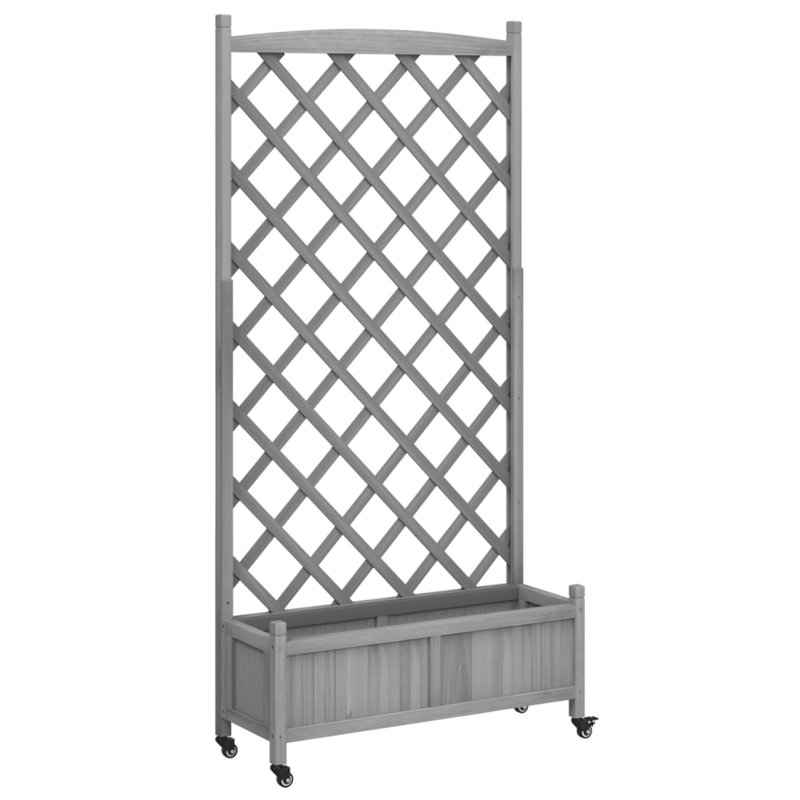 Wood Pot Planter, Gray, 38.4" H x 15.7" W x 11.8" D