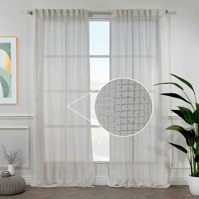 Rideau transparent extra long et extra large Fancy, L 100 po x L 168 po
