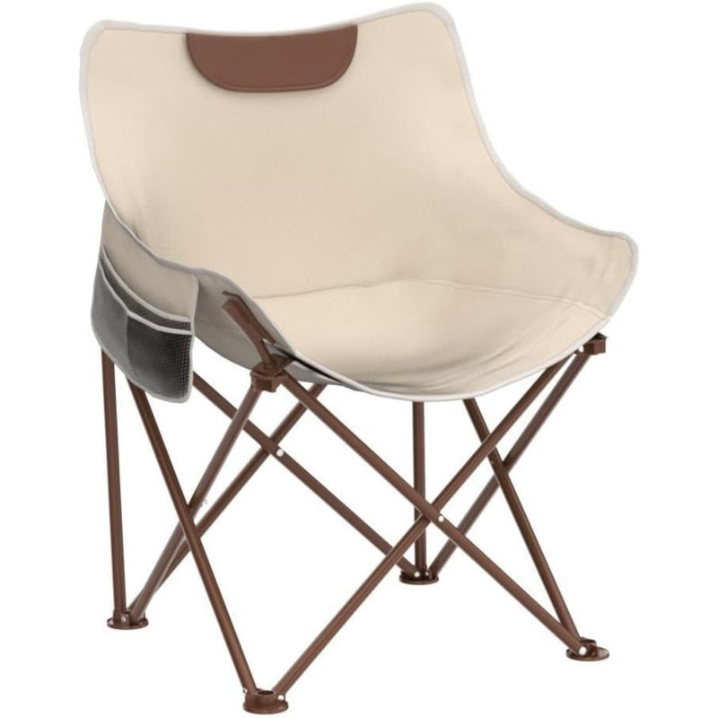 Chaise de camping pliante, Brun, Blanc