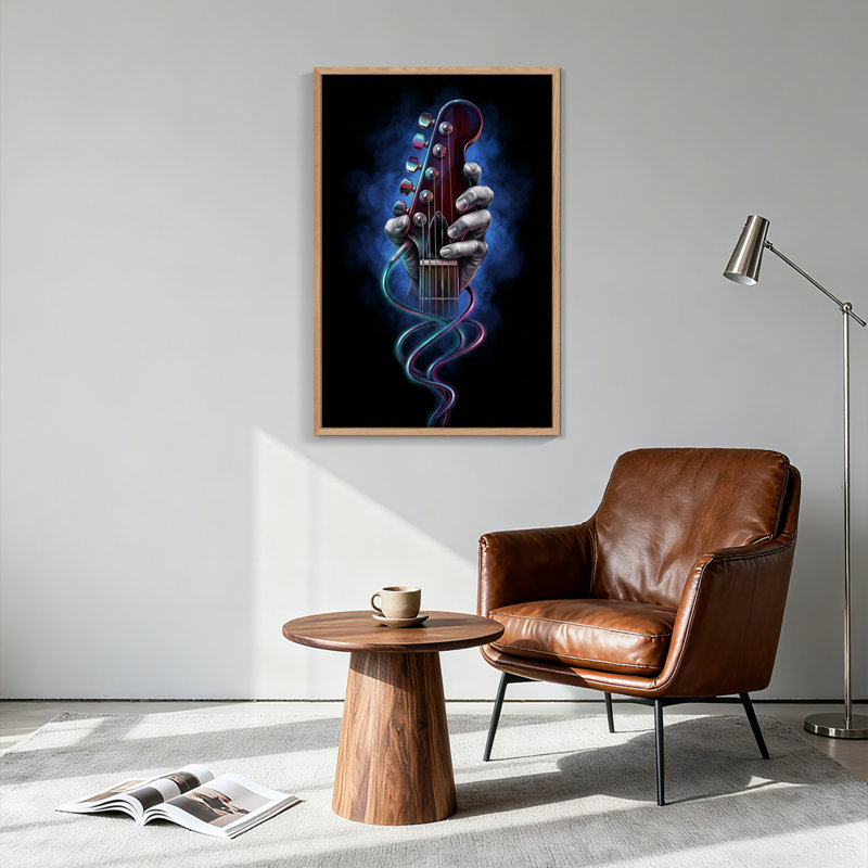 Ensemble de 1 tableau sur toile représentant une main de guitare, 36"H x 24"W, Natural