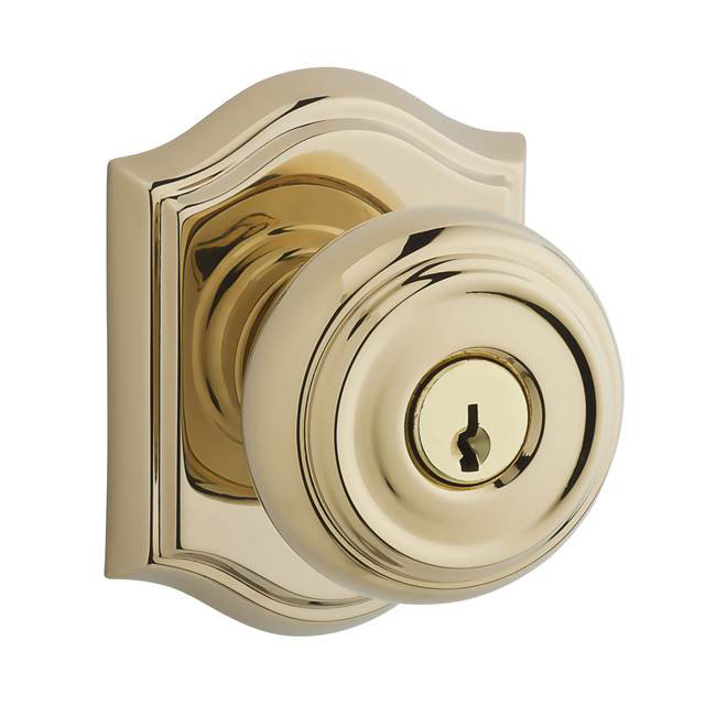 Traditional Keyed Door Knob with Traditional Arch Rose, Polished Brass, Keyed Alike, Yes