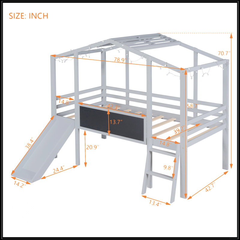 Lit mezzanine simple avec échelle et glissade