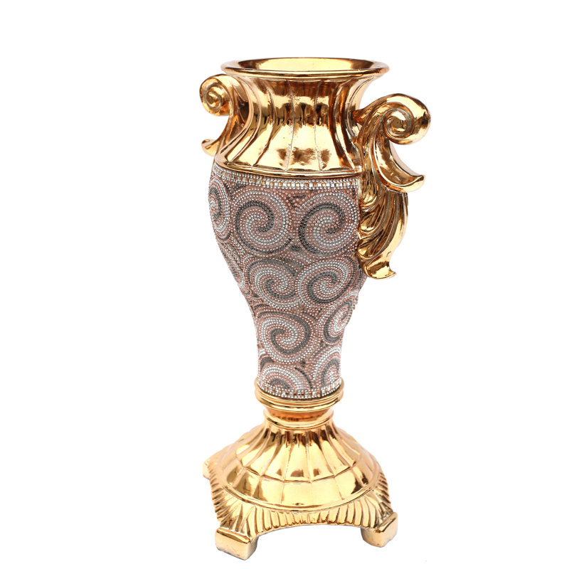 Vase de table en céramique 15 po gold Ambrose